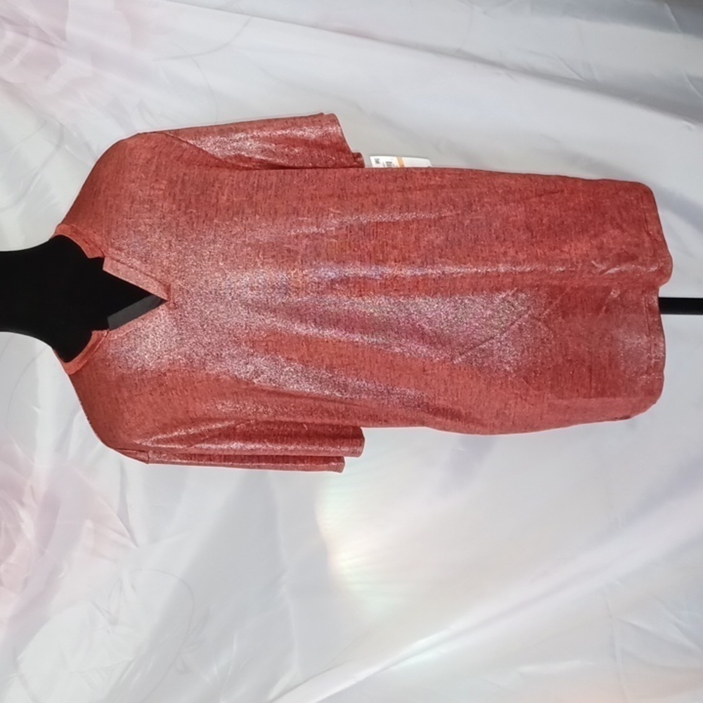 INC Interntional Concepts Men's Red Metallic Split Neck T-Shirt